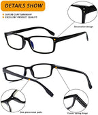 Kerecsen 4 Pack Reading Glasses for Men and Women with Spring Hinges, Lightweight Black Rectangular Readers Eyeglasses (4 Pack Tortoise, 1.25)