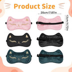 3Pcs Sleep Mask for Kids Cute Cat Sleep Mask for Kids, Silk Sleeping Eye Cover Adjustable Masks Funny Animal Night Eyeshade Cover Soft Comfortable for Women Men Sleeping Travel Nap Party Supplies