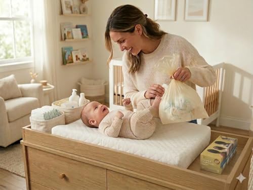BOS, Odor-Sealing Dirty Diaper Trash Bags - Disposable Bags - Scent & Smell Free [90 count] (Medium)