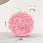 Shower Loofah Bath Sponge, 60G Loofah Exfoliating Body Scrubber, 4 Color Mesh Shower Pouf Balls for Body Wash (Pink Green White Gray)