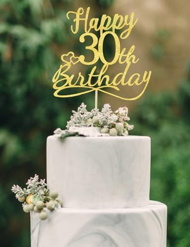 30 Birthday Cake Toppers-Gold Glitter, Thirty Cake Topper, 30 cake topper, 30th birthday decorations,30th Birthday Cake Topper, 30 Decorations for Cake, 30 Birthday Decorations