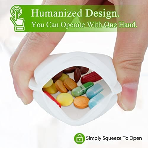 4 Pieces Pill Organizer Reusable Pocket Pill Case Portable Open Pill Pouch Silicone Small Pill Box Pill Container Pill Holder Pill Bags Organizing Medication, Vitamins, and Tablets for Travel (White)