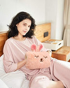 Cute Hot Water Bottle with Soft Cover，Portable Rechargeable Electric Hot Water Bag for Menstrual Cramps，Hot Compress Heating Pad,Plush Bunny Hand Warmer（Spring Impressive Gift）