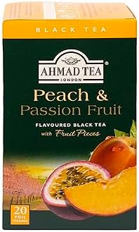 Ahmad Tea Black Tea, Peach And Passion Fruit Teabags, 20 ct (Pack Of 6) - Caffeinated And Sugar-Free
