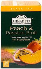 Ahmad Tea Black Tea, Peach And Passion Fruit Teabags, 20 ct (Pack Of 6) - Caffeinated And Sugar-Free