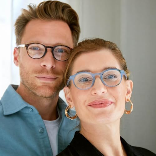 OPULIZE ZEN Reading glasses for Women Men,Scratch Resistant Round frame with Spring Hinges, Dark Brown,Pink,Purple,Turquoise Blue +2 (Pack of 4)