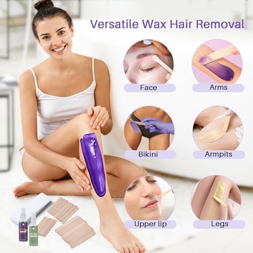 BLITZWAX Wax Kits with 120pcs Wooden Sticks for Hard Wax Hair Removal, Eyebrow Large and Small Applicators for Face, Body, and Lip, with 30 Wax Papers and Oils, Ideal for Women’s At-Home Waxing