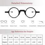 Folding Round Frame Reading Glasses, with Keychain, Portable Mini Reading Glasses, Compact Pocket Blue Light Blocking Reading Glasses for Men and Women(+1.5)