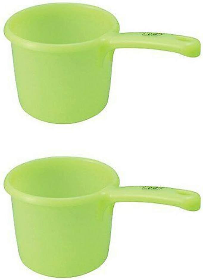 JapanBargain 3040x2, Japanese Plastic Water Ladles Bath Ladle Dipper Filipino Tabo Flat Bottom Bath Water Scoop, Made in Japan, Green, Set of 2