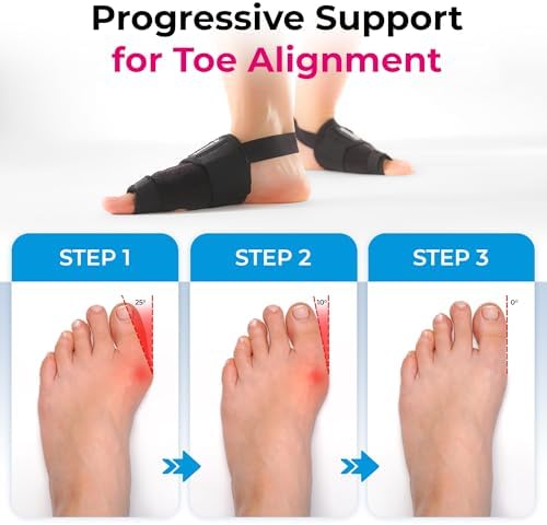 Effective Bunion Corrector for Men & Women | Relief Kit with Cushion Sleeves | Toe Straightener – Large/X-Large