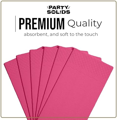 Party Solids Cerise Dinner Napkins Disposable 8" x 4" Folded - 40 Pcs 2 Ply Cerise Napkins Disposable Paper Guest Towels for Bathrooms, Dinners, Everyday Parties & Party Supplies