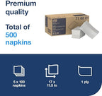 Tork LinStyle Valet Guest Towel White, Linen-Feel, Disposable Dinner Napkins, 1/6 Fold, 5 x 100 Towels, 716001