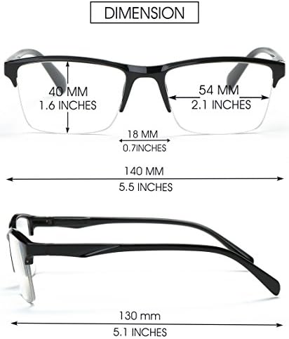 VEVESMUNDO Reading Glasses Men Women Rectangle Semi Rimless Modern Oversize Eyeglasses