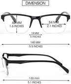 VEVESMUNDO Reading Glasses Men Women Rectangle Semi Rimless Modern Oversize Eyeglasses