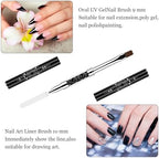 2 Pcs Double Ended Nail Builder Gel Brush, French Tip Brush Hard for Nails, Oval Gels Brushs Liner Brushs Nail Hard Gel for Design Nails Art & DIY Use