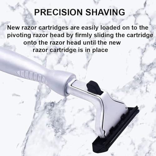 Taconic All‑Metal Heavyweight Chrome Razor – Gillette® Atra-Compatible Twin Blade Handle with 10 Pivot Plus Personna Blades, Ergonomic Grip, Durable Design