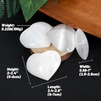 Selenite Crystal Heart Stone, Natural Heart Shape Crystal, Pocket Worry Stone- Selenite Palm Stone for Decoration, Wire Wrapping, Meditation, Wicca & Reiki High Energy Crystal Healing