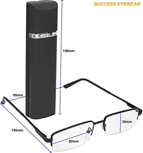 Success Eyewear Reading Glasses 2 Pk Ultra Thin Lightweight Spring Hinge Glasses for Reading Men Women w Cases