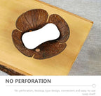 Coconut Shell Soap Holder Self-draining Soap Tray Wooden Petal Design Dish for Home Use