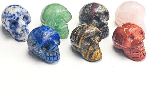 7pcs 1 inch Natural Crystals Skulls Mineral Gems Ghost Head Polished Carved Reiki Healing Gift Desktop Home Decor Stone Crafts Statues (Natural Crystal Skull- random7pcs)