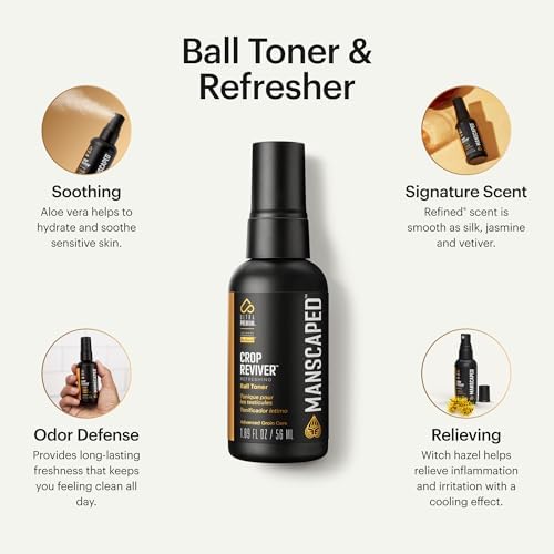 MANSCAPED® The Crop Reviver®, Hydrating & Refreshing Men's Body Toner Spray, Cooling Groin Spritz with Soothing Aloe Vera, Below-The-Waist Odor Neutralizer, 1.89 fl oz (1-Pack)