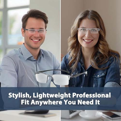 2PCS Auto Focus Glasses Self Adjusting, Intelligent Dual Focus Smart Reading Glasses for Women & Men, Automatic Zoom Anti-Blue Light Presbyopia Glasses (Grey)