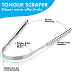 Tongue Scrapers - Pack of 2 - Stainless Steel Tongue Cleaners Brush for Help Getting Rid of Bad Breath & Bacteria - Food Scraper to Keeps Mouth & Teeth Healthy and Clean - Essential Dental Hygiene Kit