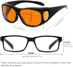 Eyekepper 100% Blue Light Reduction,Huge Fitover Anti-Blue Blocking Computer Eyeglasses with Extra Amber Lenses, Black