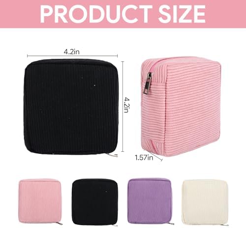 4Pcs Sanitary Napkin Storage Bag Period Bag for Teen Girls Pouch Portable Tampon Holder for Purse Period Pouch Menstrual Cup Pouches Sanitary Pads Organizer with Zipper for School