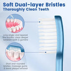 Frekare Soft Toothbrushes for Adults, Manual Soft Bristle Flossing Toothbrush with Covers, Periodontist Design Tapered Bristles for Sensitive Teeth and Gums, 6 Count
