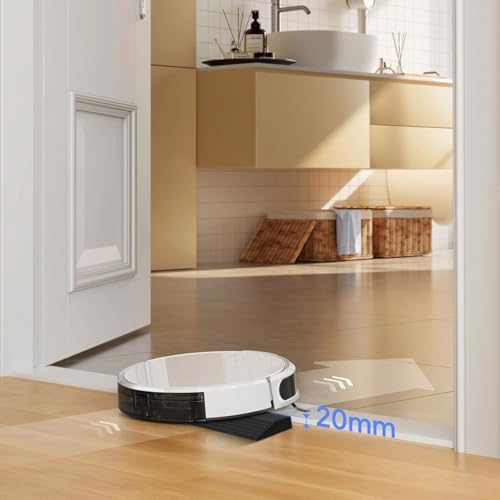Portable Rubber Sweeping Robot Ramp Mat 6.73X2X0.51In Indoor Entry Threshold Ramp for Robot Vacuum Cleaners with Anti-Skid Design and Spliceable Slope for Small Steps