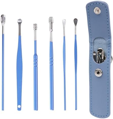 6 Pcs Ear Wax Removal Kit- Ear Cleaner Tool Stainless Steel- Portable Spiral Cleaning Tools with Storage Box for Adults(6 Pcs)