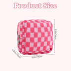 Sanitary Napkin Storage Bag Makeup Bag Set, Red Checkered Knit Design (2pcs Large & Small), Discreet Period Bag Pad Pouch, Small Pouch for Feminine Products, Tampon Holder for Purse Travel Use