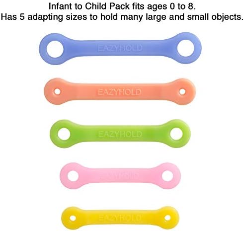 EazyHold Silicone Adaptive Aid Universal Cuff for Limited Hand Mobility, Cerebral Palsy, Stroke, Pediatric Therapy, Eating Utensil Holder, Self Feeding Silverware (Infant to Child - 5 Pack)