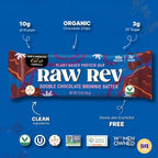 Raw Rev Vegan Protein Bars- Double Chocolate Brownie Batter, 12 bars, Non-GMO, Plastic-Neutral, Nothing Artificial, Glo Formula, Gluten-Free, Keto-Friendly, Paleo, Kosher, No Sugar Alcohols, No Stevia.