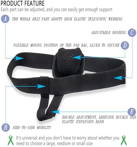 Adjustable Hernia Belt Truss for Men and Women - 30" to 55" Waist Support with Removable Compression Pads, Durable 2" Elastic Band & 8" Hook and Loop, Comfortable for Inguinal and Umbilical Hernia Recovery