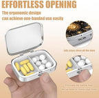 Pill Box-2 Compartment Small Flower Pill Case Square Organizer Case with Mirror Portable Metal Medicine Box Travel Container for Pocket & Purse Women Men(Sun and Moon)