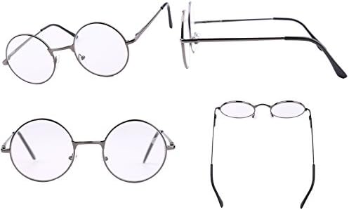 Agstum Round Vintage Reading Glasses Metal Frame Spring Hinge Readers (Strength +2.0, Gray)