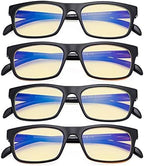 Eyekepper 4 Pack Computer Reading Glasses - Pattern Design Blue Light Blocking Readers for Women Men with Yellow Tinted +2.00