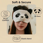 Panda Blindfold with 3D Ears, Plush Eye Cover and Comfortable Elastic Band for Night Rest, Travel, Naps, and Relaxation, Soft Sleep mask