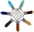 Rockcloud Pyramid & 7 Chakra Points Energy Generator,Reiki Healing Crystal Stone,Rock Quartz