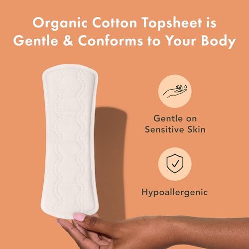 Rael Panty Liners for Women, Organic Cotton Cover - Daily Pantiliners, Light Absorbency, Unscented, Chlorine Free (Extra Long, 60 Count)