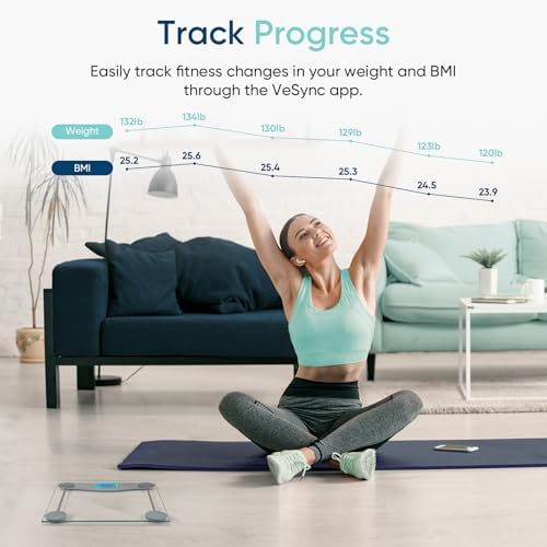 Etekcity Bathroom Scale for Body Weight and BMI, Upgraded Bluetooth Digital Scale, Large Blue LCD Backlight Display, High Precision Measurements, 400 Pounds