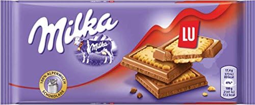 Milka Lu Cookie Milk Chocolate Bar, 3 Ounce (Pack of 18)