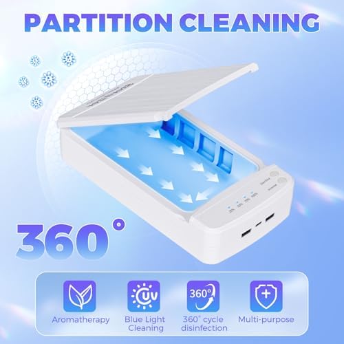 TAKIYA Nail Tool Cleaning with Blue Light, USB Portable Cleaner Machine, Nail Tips Art Tech Must Haves for Salon, Tweezers, Phone, Jewelry, Key, Watch, White