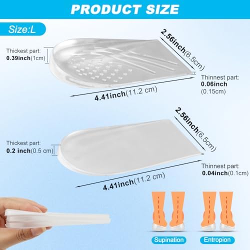 3-Layers 6Pcs Adjustable Heel Wedge Corrective Inserts for Supination & Pronation Correction, Adhesive Medial & Lateral Heel Insoles for Bow Legs, Knee Pain, Foot Alignment(Size:L)