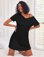 Ekouaer Cotton Nightgowns for Women 3 Pack Sleepshirts Short Sleeve Night Shirt Tshirt Night Gown Print Sleepwear Dress