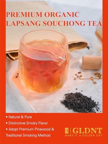 GLDNT Organic Lapsang Souchong Tea, Chinese Smoked Organic Black Tea Loose Leaf, Smoky Taste, Caffeinated, 7oz/200g