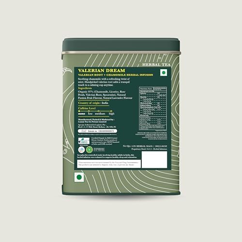 Luxmi Estates Organic Valerian Root, Chamomile, & Lavender Loose Leaf Tea 50g/1.76oz (25 cups) for Sleep | Caffeine Free Wellness Sleep Tea