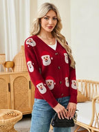 ANRILITA Women's V Neck Long Sleeve Open Front Chunky Cardigan Fall Knitted Button Up Sweaters